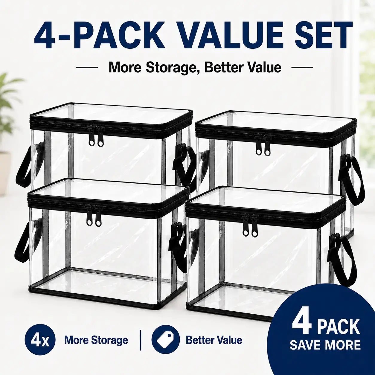 Large Clear Storage Box with Hinged Lid – Heavy-Duty Home & Moving Organizer - EVERESTVAULT