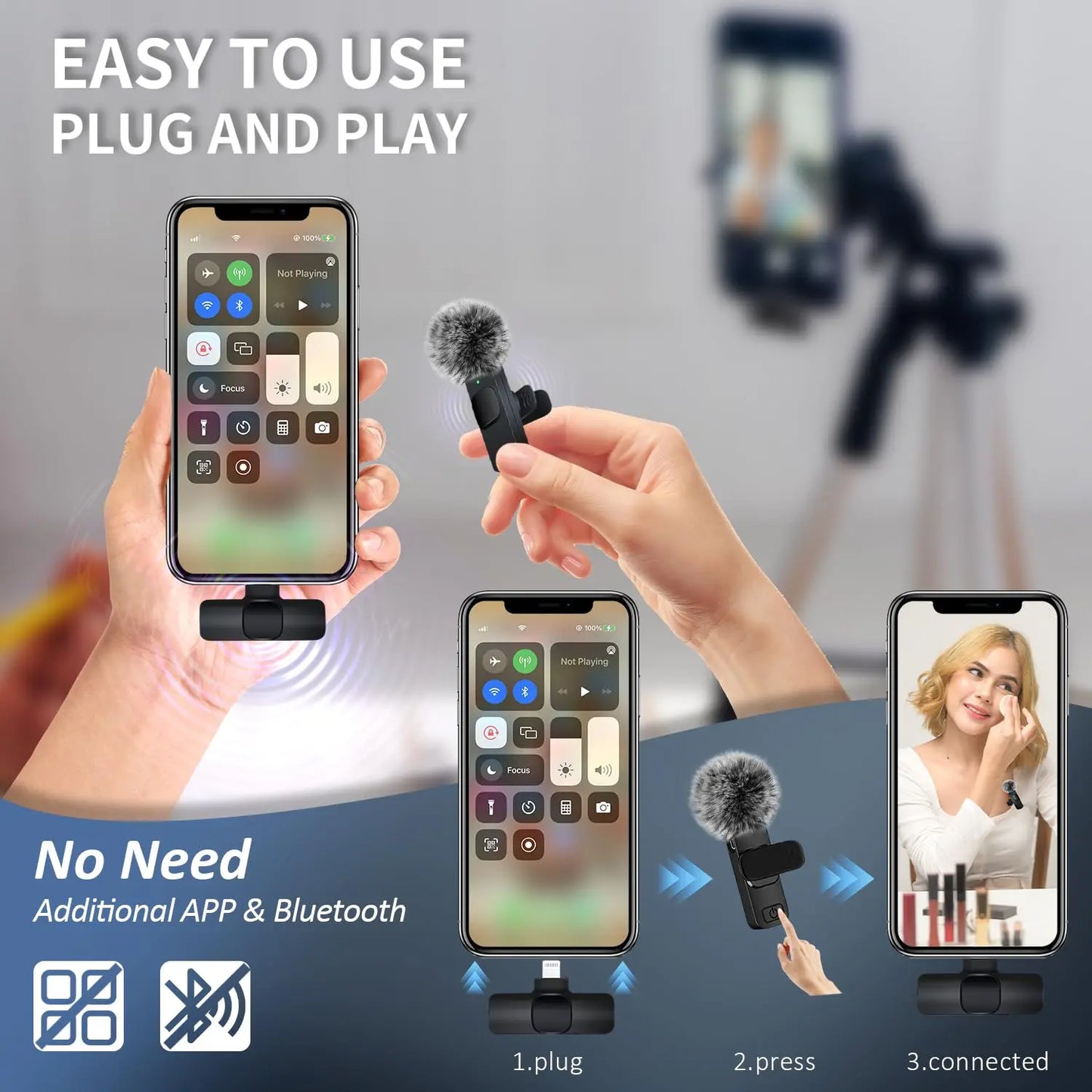 Wireless Lavalier Microphone Set – Crystal Clear Sound for iPhone, Android & iPad - EVERESTVAULT