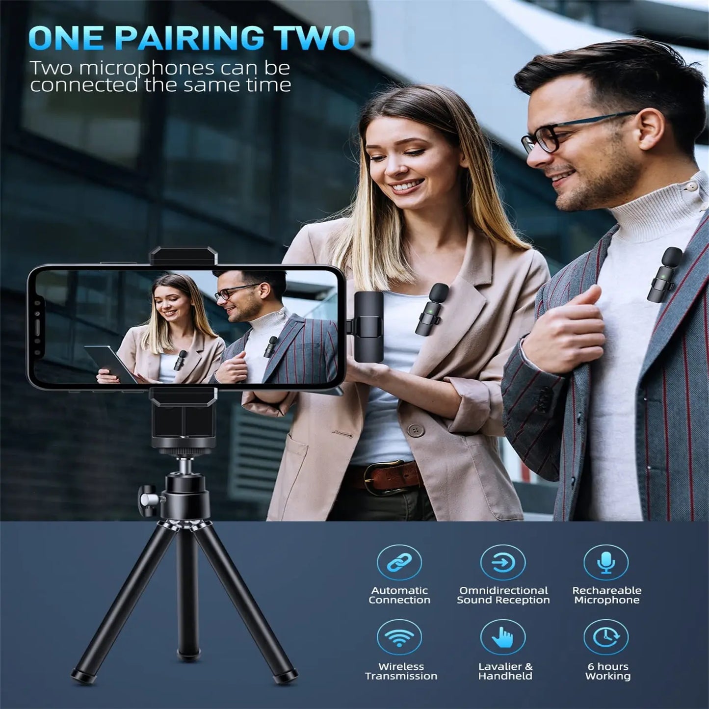 Wireless Lavalier Microphone Set – Crystal Clear Sound for iPhone, Android & iPad - EVERESTVAULT