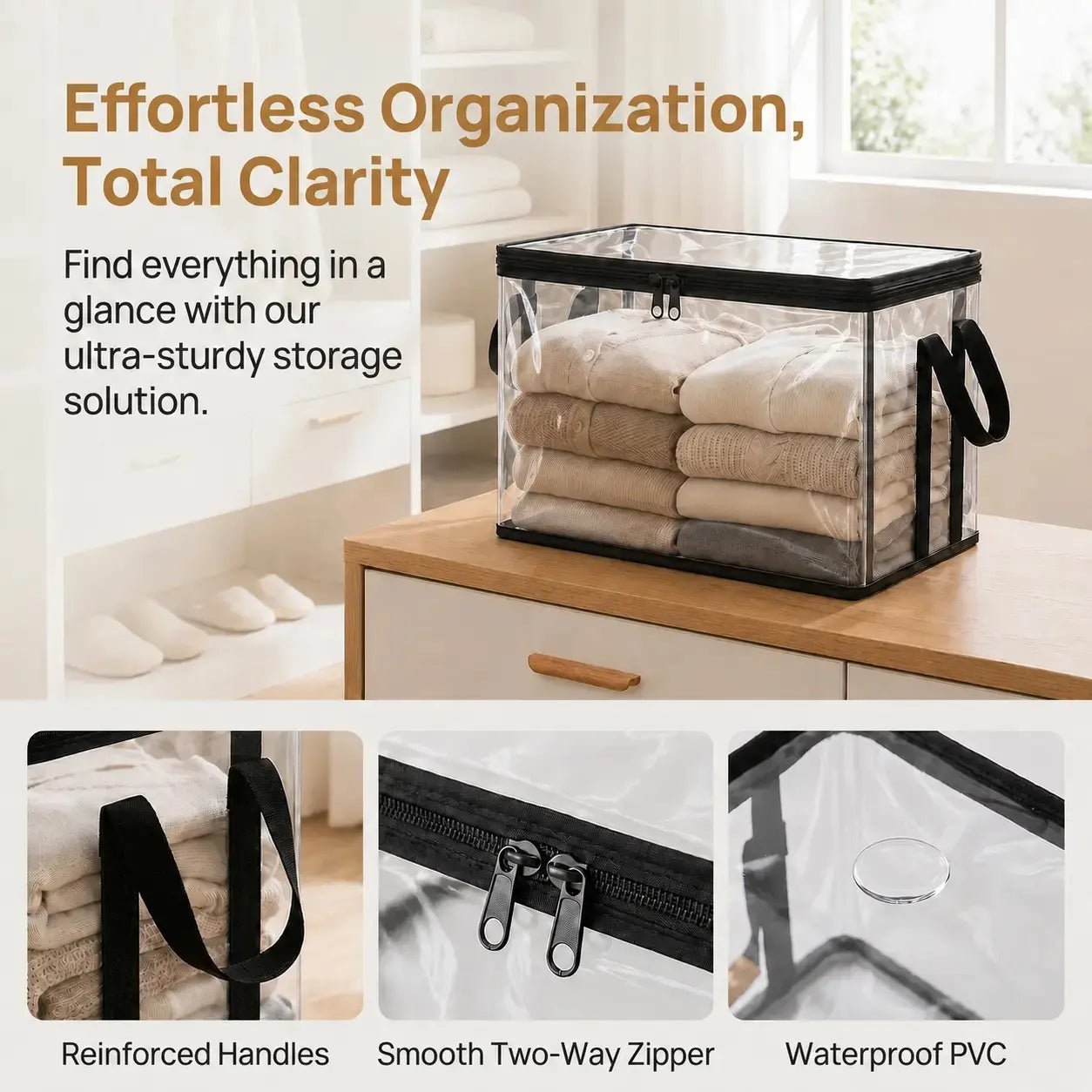 Large Clear Storage Box with Hinged Lid – Heavy-Duty Home & Moving Organizer - EVERESTVAULT
