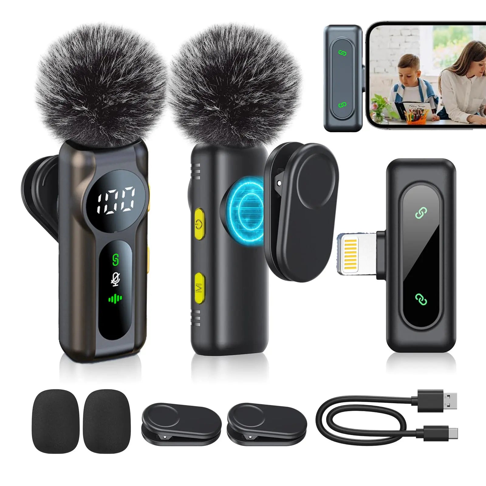 Wireless Lavalier Microphone Set – Crystal Clear Sound for iPhone, Android & iPad - EVERESTVAULT