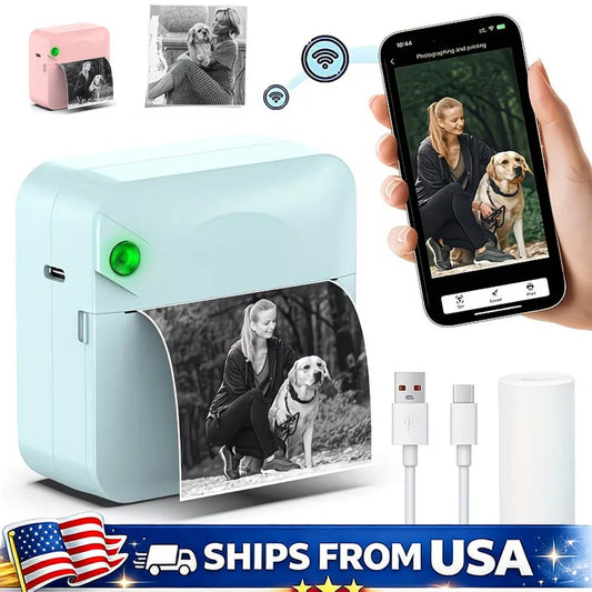 Portable Mini Sticker Printer – Inkless Bluetooth Thermal, Pocket Size