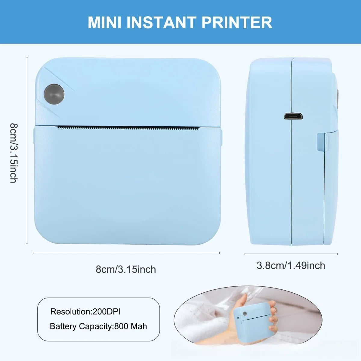 Portable Mini Sticker Printer – Inkless Bluetooth Thermal, Pocket Size