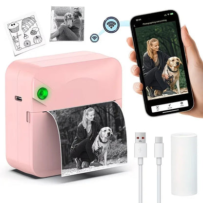 Portable Mini Sticker Printer – Inkless Bluetooth Thermal, Pocket Size