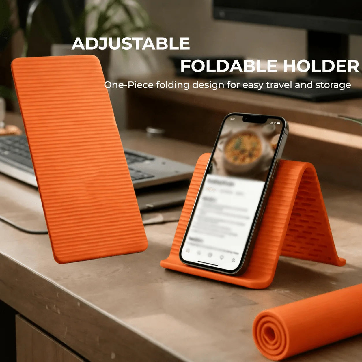 Foldable Silicone Phone & Tablet Stand – Non-Slip, Portable (2-Pack)