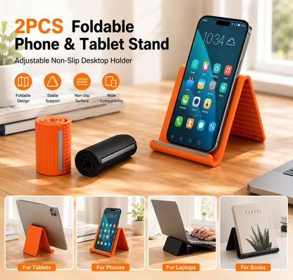 Foldable Silicone Phone & Tablet Stand – Non-Slip, Portable (2-Pack)