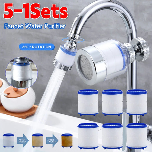 Faucet Water Filter – Removes Chlorine & Heavy Metals (1–5 Set)