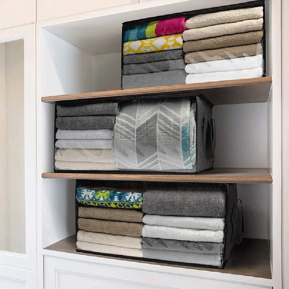 Large Capacity Clothes Storage Bag Non-Woven Foldable Quilt Storage Bag with Lids Zipper Wardrobe Clothing Organizer Sorting Box - EVERESTVAULT
