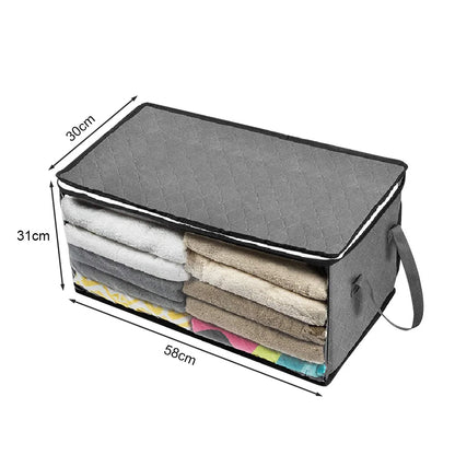 Large Capacity Clothes Storage Bag Non-Woven Foldable Quilt Storage Bag with Lids Zipper Wardrobe Clothing Organizer Sorting Box - EVERESTVAULT