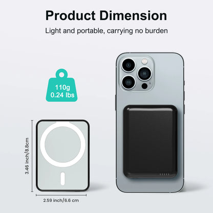 Magnetic Wireless Power Bank 5000mAh – 20W Fast Charge, USB-C