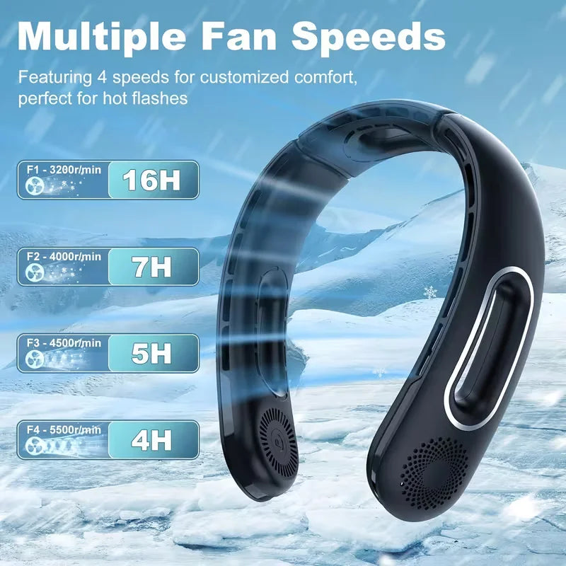 Wearable Neck Fan – USB Rechargeable, Bladeless, 16H Battery