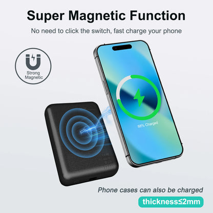 Magnetic Wireless Power Bank 5000mAh – 20W Fast Charge, USB-C