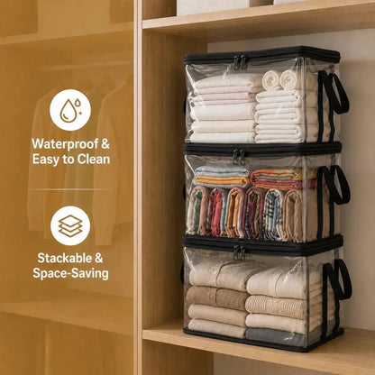 Large Clear Storage Box with Hinged Lid – Heavy-Duty Home & Moving Organizer - EVERESTVAULT