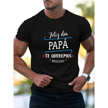 Men's Feliz Dia Papa Black T-Shirt – Spanish Father's Day Cotton Tee - EVERESTVAULT