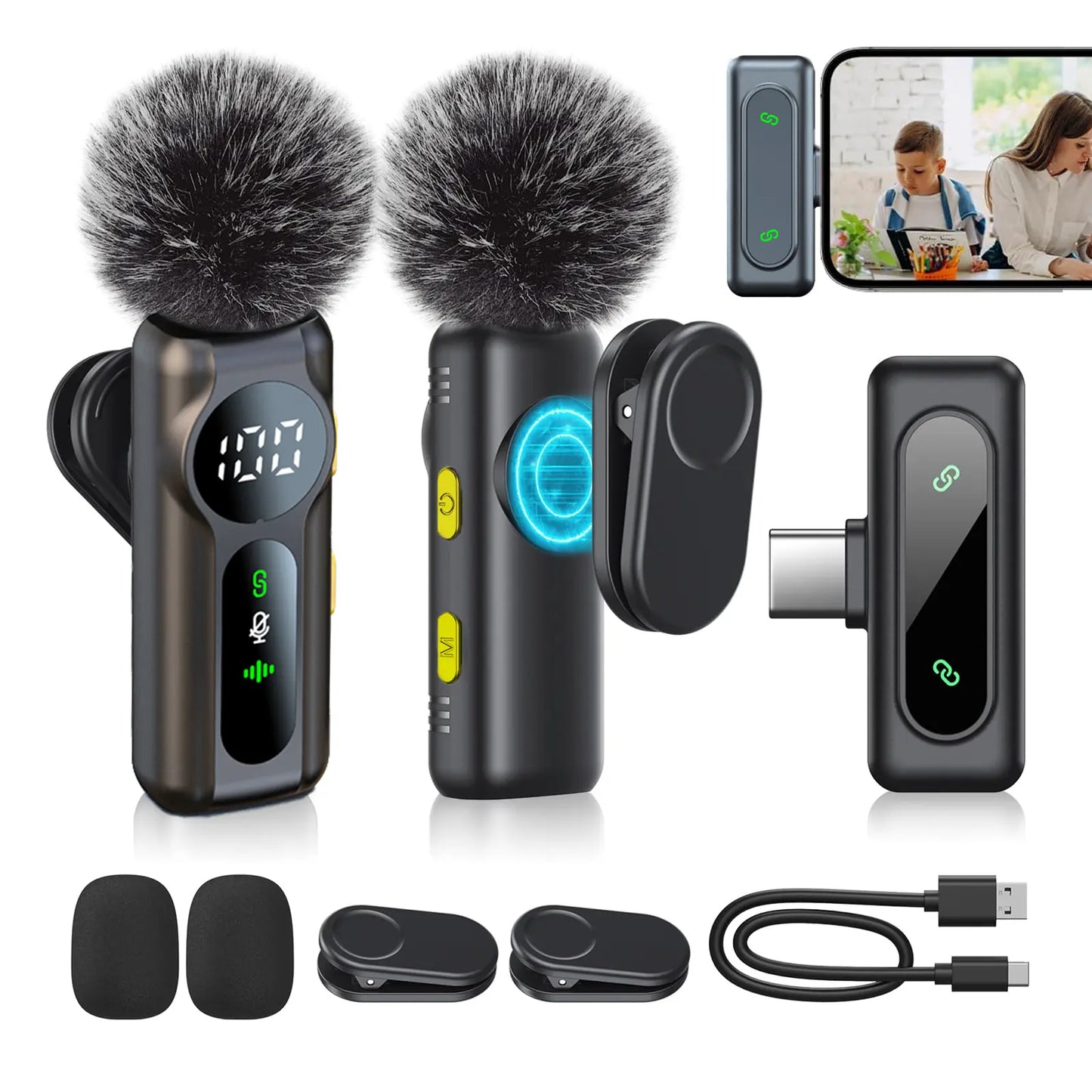 Wireless Lavalier Microphone Set – Crystal Clear Sound for iPhone, Android & iPad - EVERESTVAULT